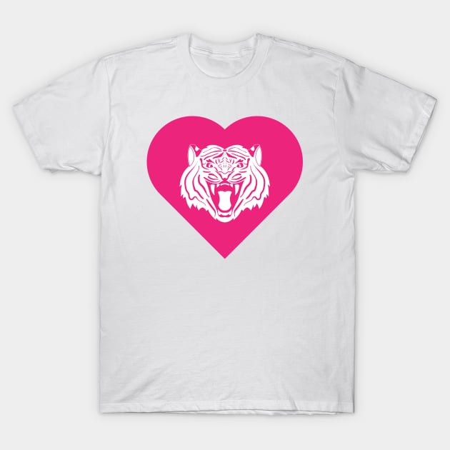 Tiger Mascot Cares Pink T-Shirt by College Mascot Designs